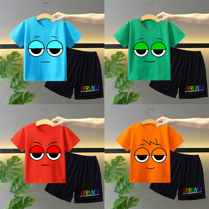 Anime Merchandise Clothes - Sprunki 2pcs T-shirt and Shorts Set