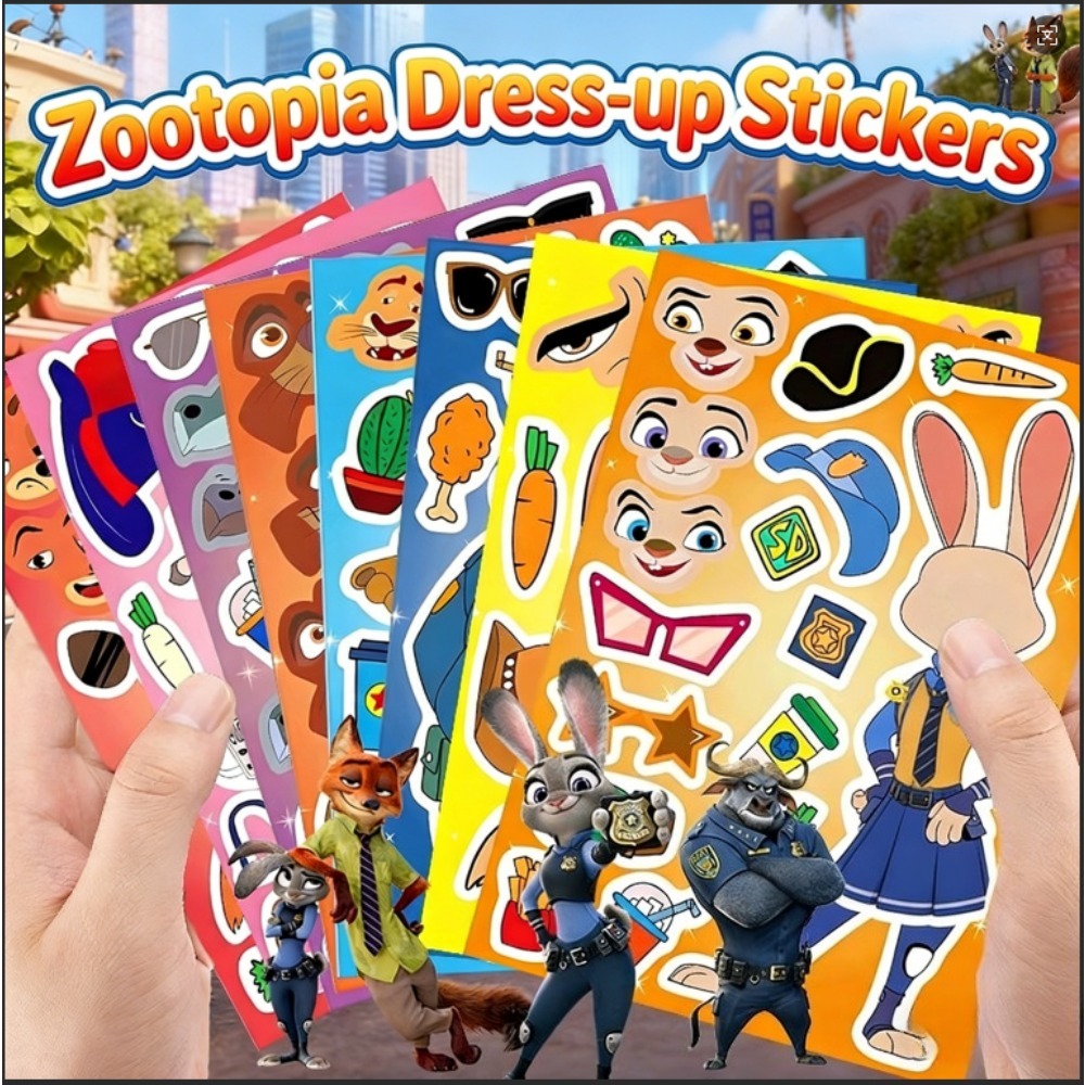 Anime Merchandise Dress - 8pcs Zootopia Dress-Up Stickers, Anime Merchandise,